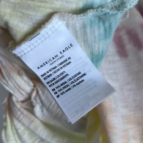 American Eagle Tie Dye Knot Front Lettuce Edge Top Tee Blouse XS - Picture 6 of 6